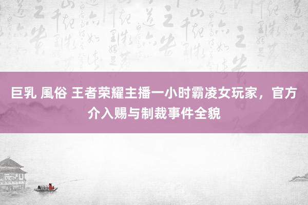 巨乳 風俗 王者荣耀主播一小时霸凌女玩家，官方介入赐与制裁事件全貌