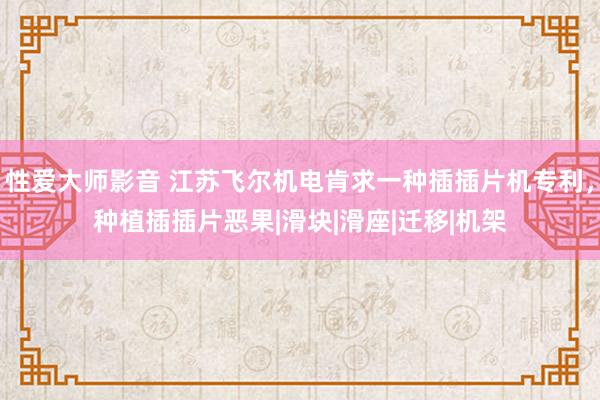 性爱大师影音 江苏飞尔机电肯求一种插插片机专利，种植插插片恶果|滑块|滑座|迁移|机架