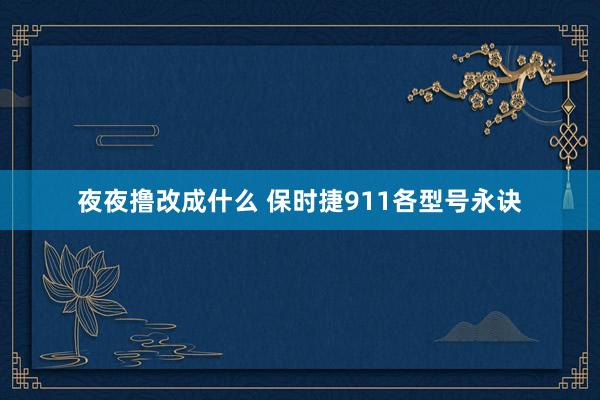夜夜撸改成什么 保时捷911各型号永诀