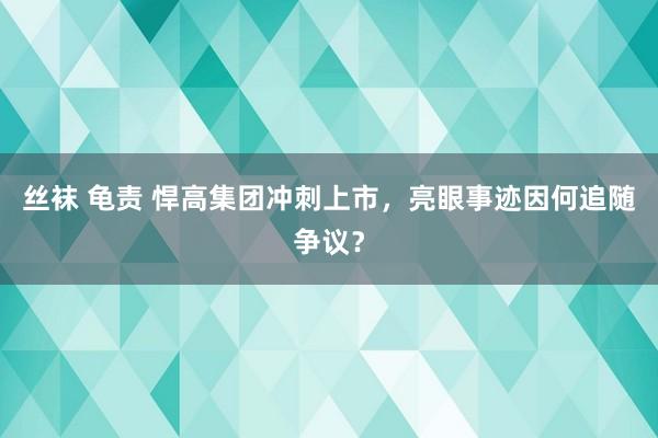 丝袜 龟责 悍高集团冲刺上市，亮眼事迹因何追随争议？
