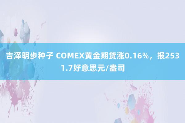 吉泽明步种子 COMEX黄金期货涨0.16%，报2531.7好意思元/盎司