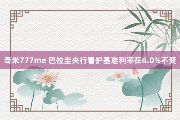 奇米777me 巴拉圭央行看护基准利率在6.0%不变